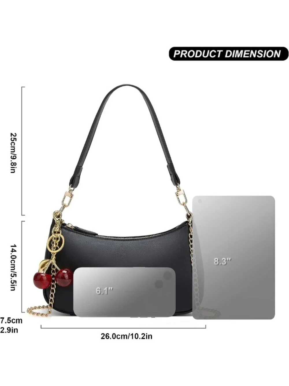 Chic Black Hobo Shoulder Bag for Women - Retro Clutch with Removable Straps